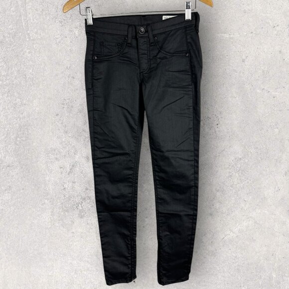 Rag‎ & Bone Ankle Zip Coated Skinny Jeans Womens Size 25 Stretch Denim Mid Rise - Picture 14 of 15